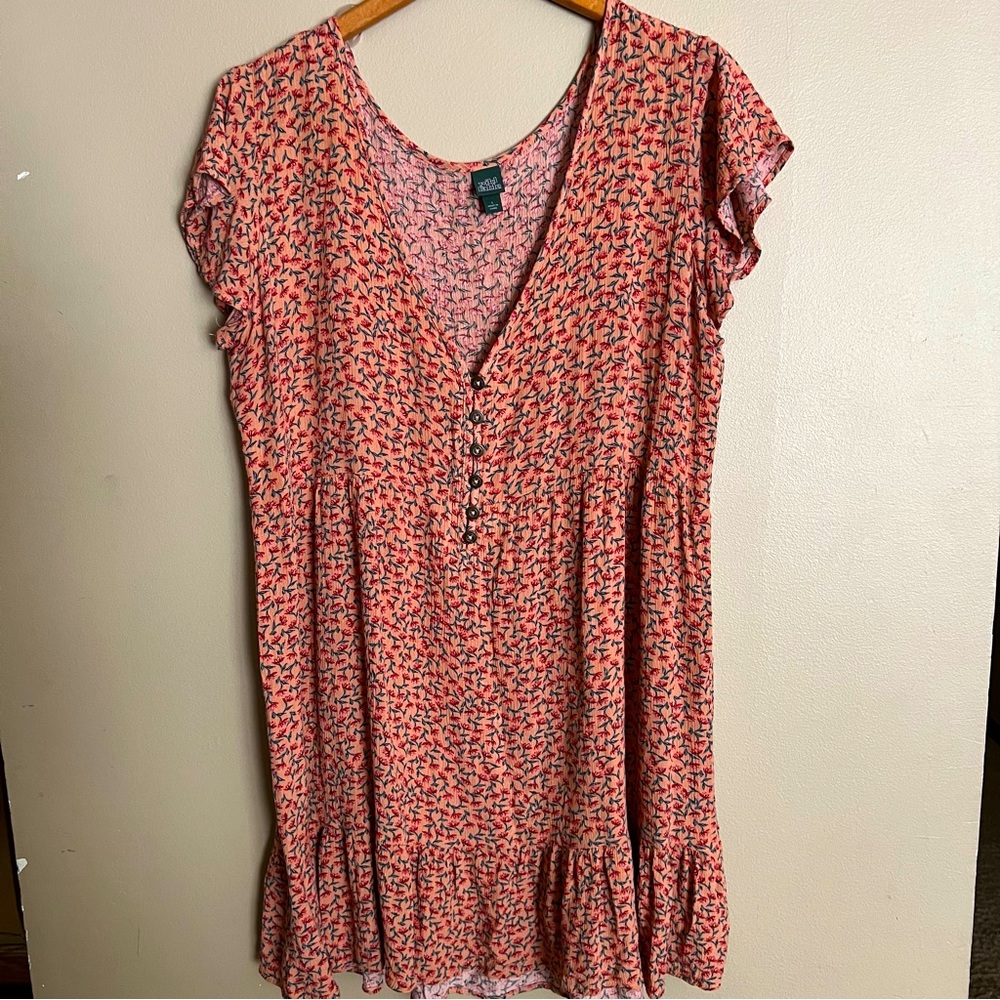 Wild Fable Coral Rust Ditsy Floral Mini Dress
